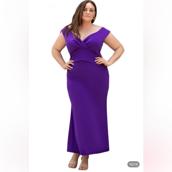 Purple Fit & Flare pleated maxi formal dress, Plus Size, NWT - Picture 7 of 15